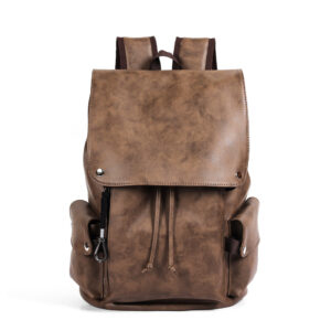 PU Casual Leather Laptop Backpack Unisex Black/Brown/Grey