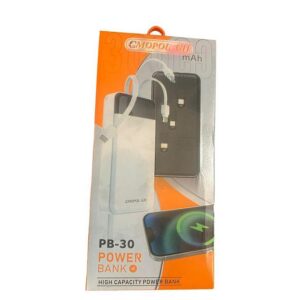 3-IN-1 POWER BANK 30,000 mAh -WHITE/BLACK